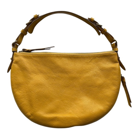 Dooney & Bourke Luna Hobo Bag Ochre Genuine Leather Expandable Excellent - Picture 3 of 9